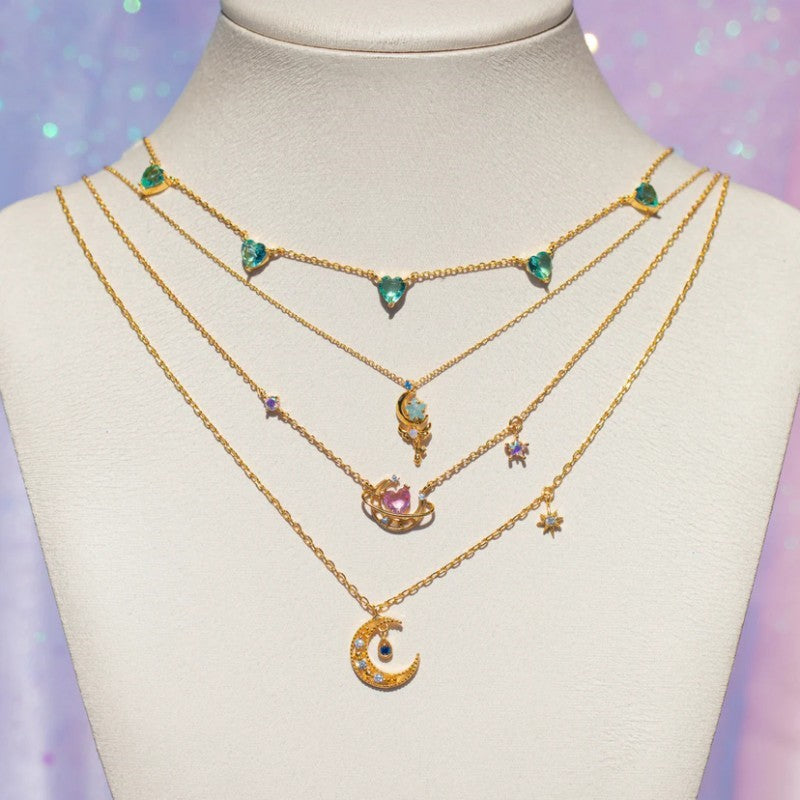 Wholesale Love Moon Copper Plated 18K Real Gold Necklaces